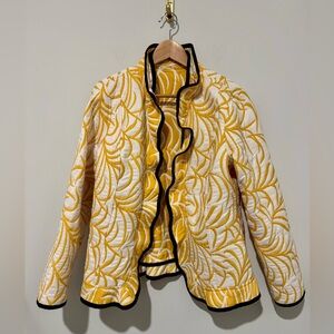 Trimdin Chic Yellow and White Patterned Blazer